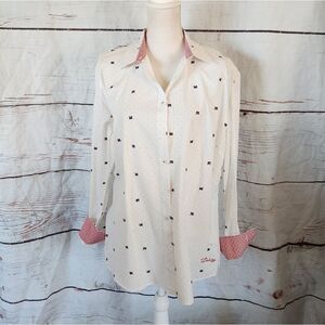 Dubarry of Ireland 4 Leaf Clover Button Front Collared Shirt Size 14 NWT